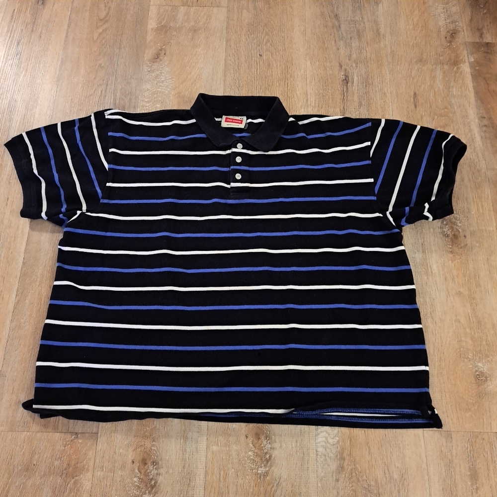 Eddie Domani Striped Polo Shirt Men's Size 4X